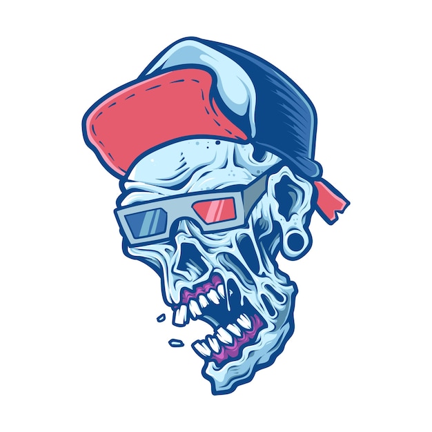 Vector cool detailed zombie wearing hat head