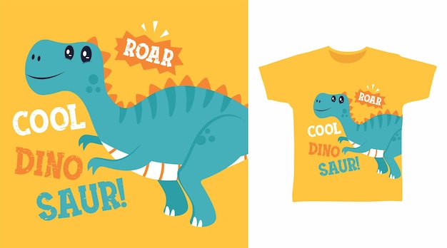 Cool dinosaur cartoon tshirt art design