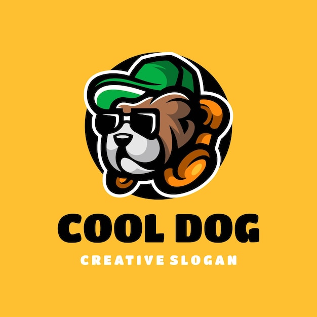 Cool dog cartoon character logo template