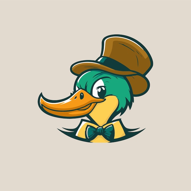 Vector cool duck or goose character logo mascot icon for branding in cartoon vector