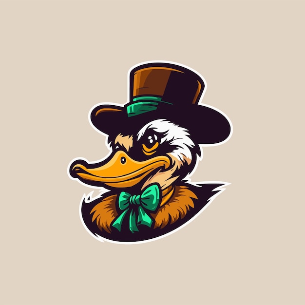 Cool duck or goose character logo mascot icon for branding in cartoon vector