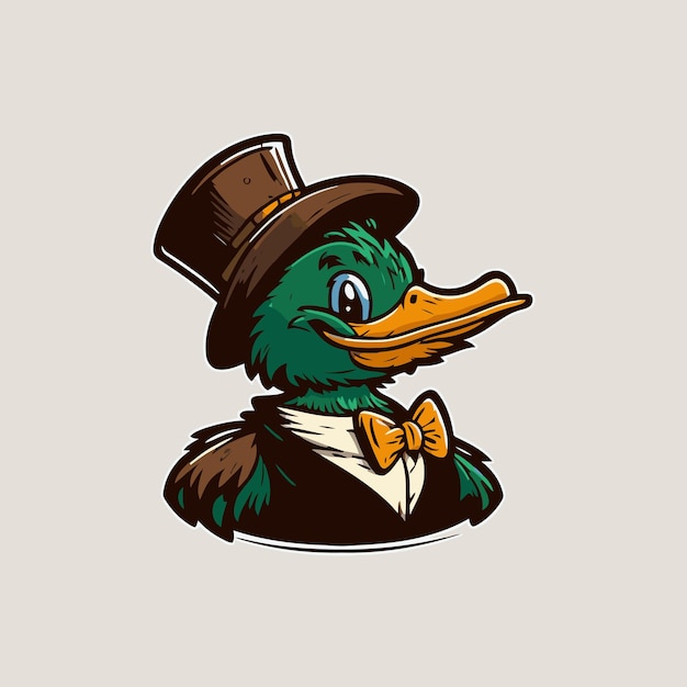 Cool duck or goose character logo mascot icon for branding in cartoon vector