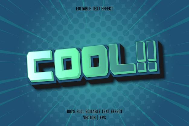 Vector cool!! editable text effect comic style cyan color