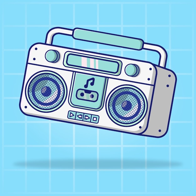 Cool elektrische muziek boombox cartoon vectorillustratie