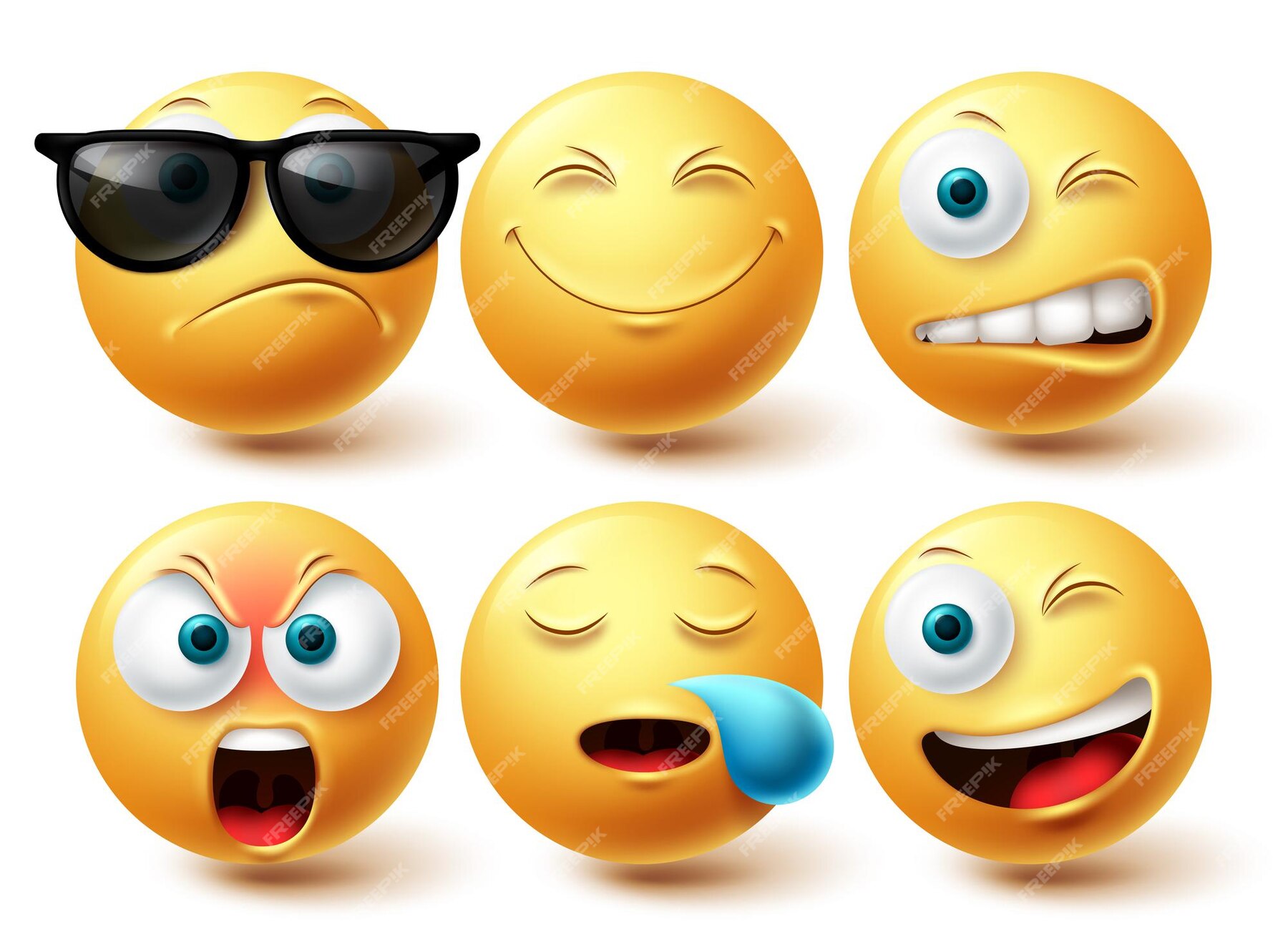 Premium Vector | Cool emoji vector set emoticon yellow icon collection ...