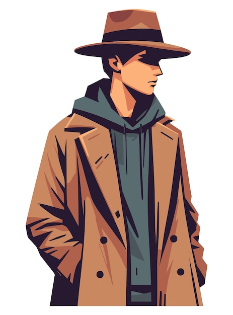 Vector cool fashion profession man with jacket flat vector illustration