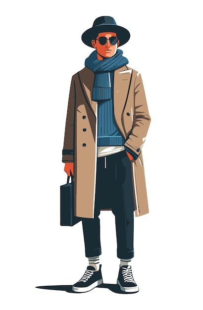 Vector cool fashion profession man with jacket flat vector illustration