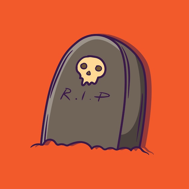 cool flat cartoon tomb stone