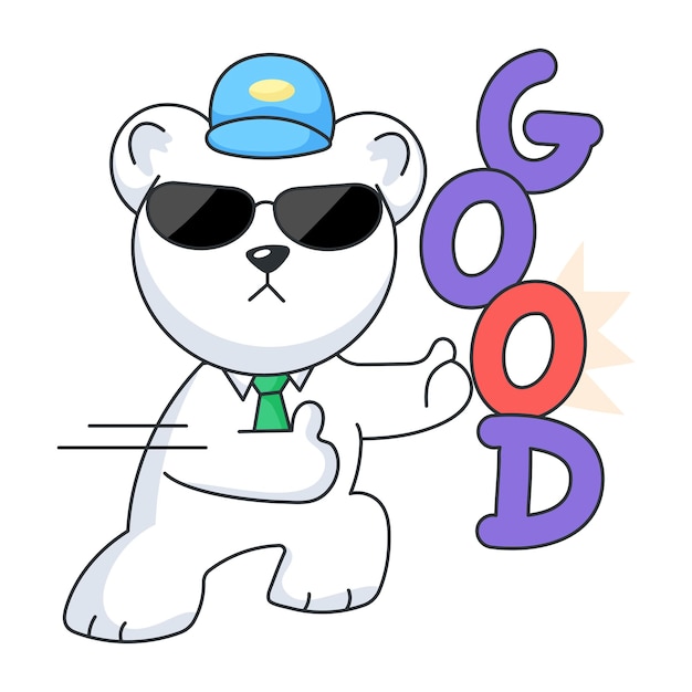 Cool flat style sticker depicting good job concept