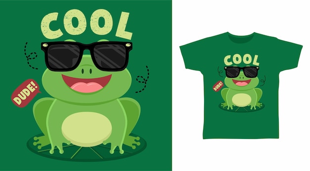 Cool frog cartoon for t shirt design