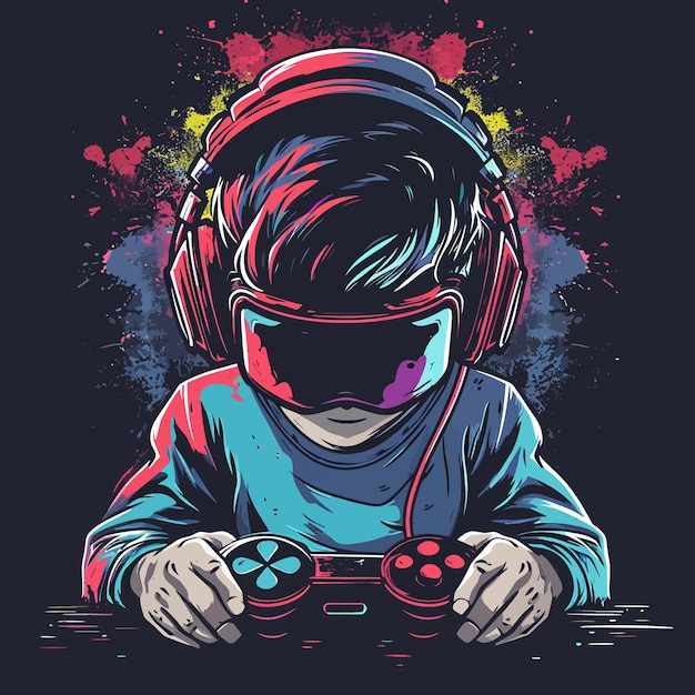 Vector cool gaming-t-shirtontwerp