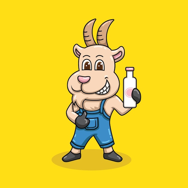 Cool goat milk mascot illustration vector design