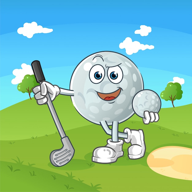 Vector cool golfbal stripfiguur