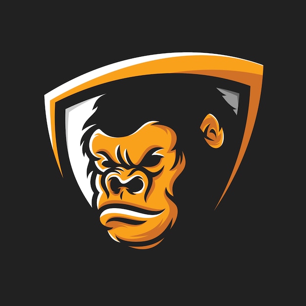 Raffreddare gorilla testa logo vettoriale