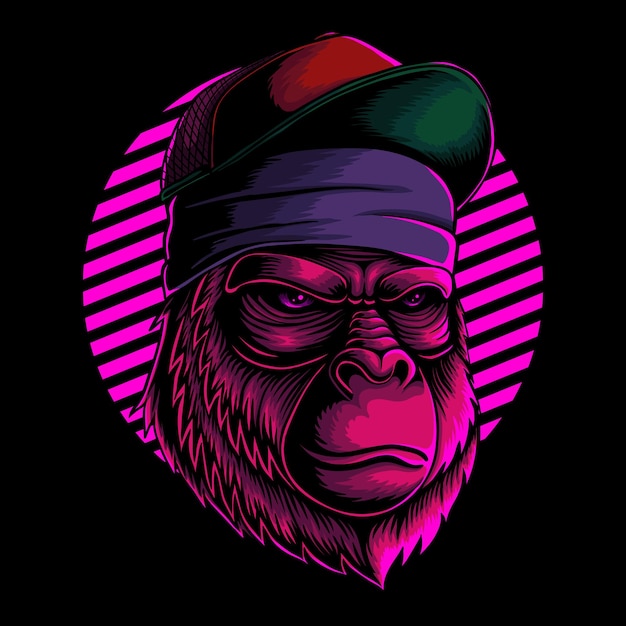 Illustrazione vettoriale di testa di gorilla cool