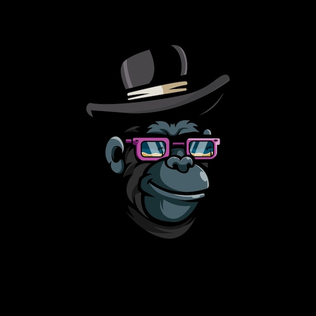 Cool gorilla wearing glasses and hat