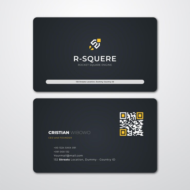 Vector cool gradient dark blue dan yellow business card template