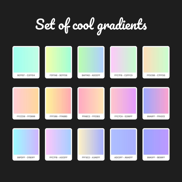 Cool gradient set. Colorful gradient background. Cool abstract background.