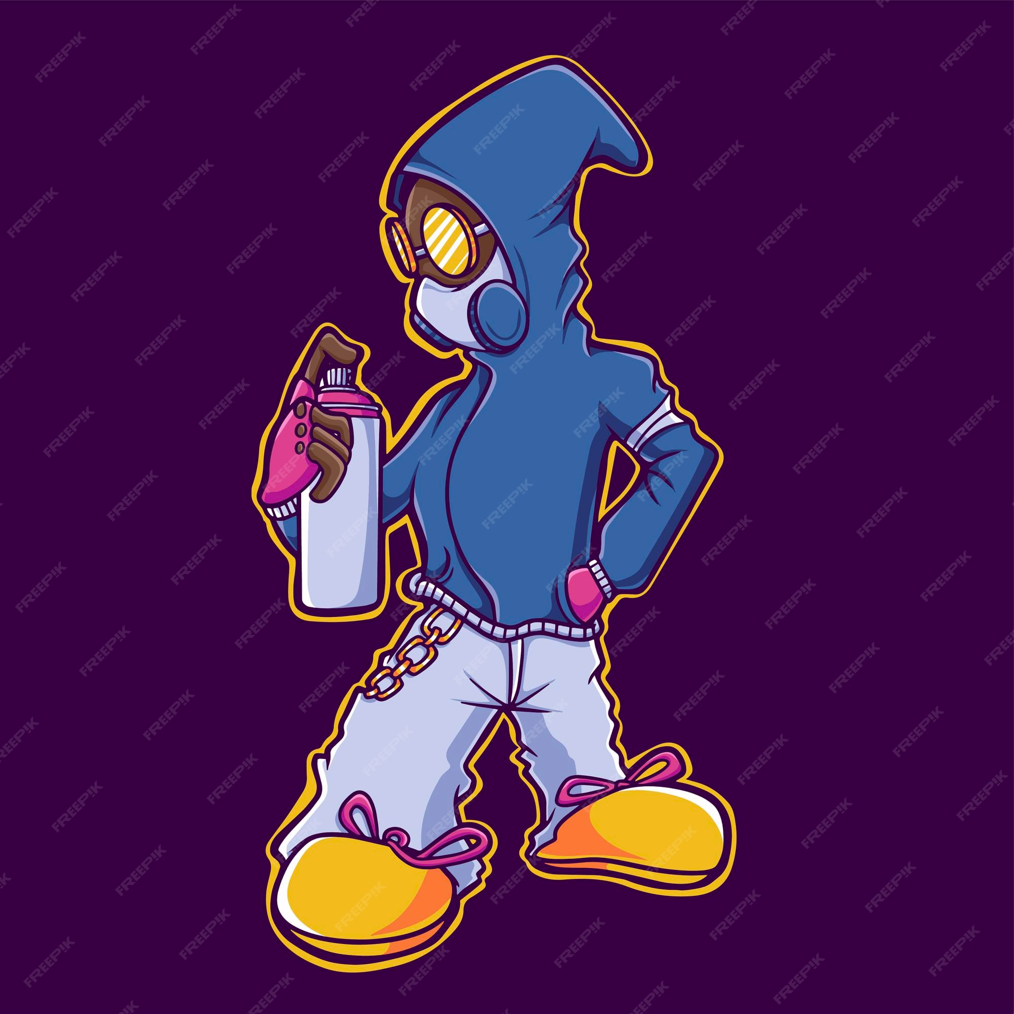 Premium Vector | Cool graffiti boy cartoon Premium Vector | Cool graffiti boy cartoon
