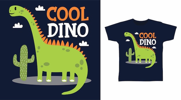 Fantastico design a t-shirt con dinosauro verde