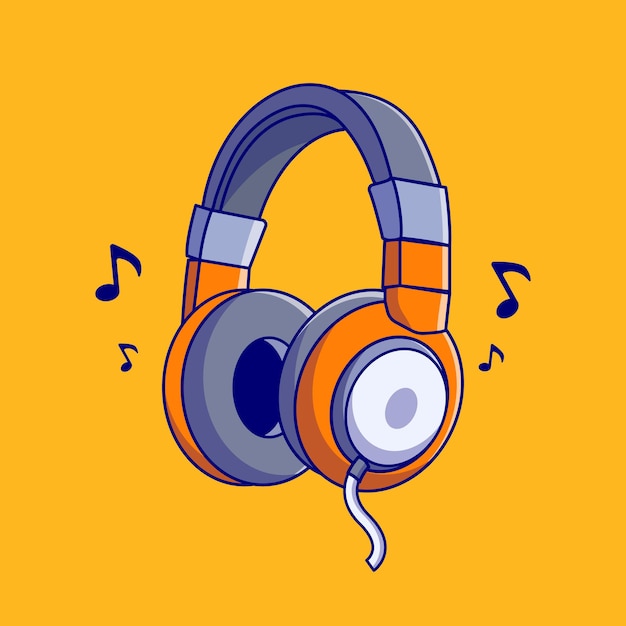 Vector cool headphone vector illustration with music bar