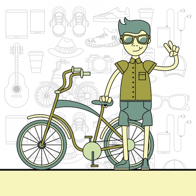 Vector cool hipster guy cartoon