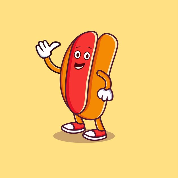 Cool hotdog cartoon vector icon graphic design illustration