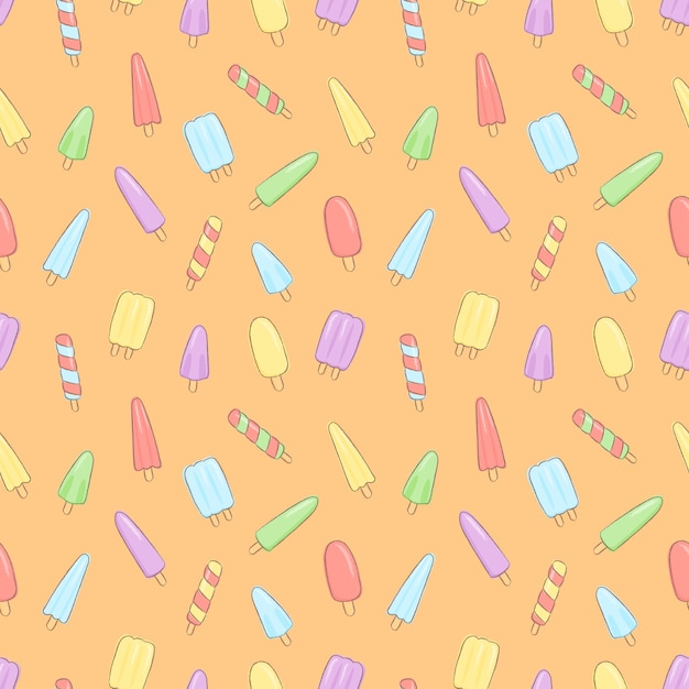 Vector cool ice cream drawing style vector seamless pattern.