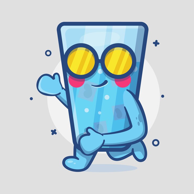 Vector cool ice water character mascot running isolated cartoon in flat style design