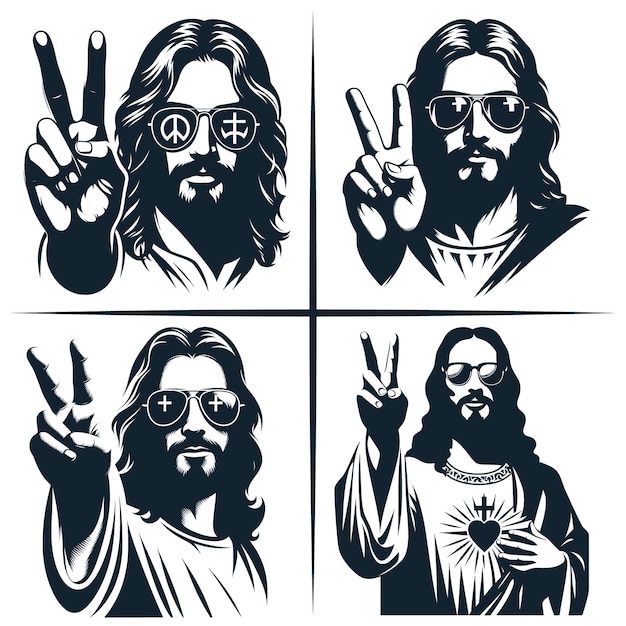 Cool Jesus SVG Son Of God SVG Jesus Peace Sign Clipart Religious Christian Catholic Faith