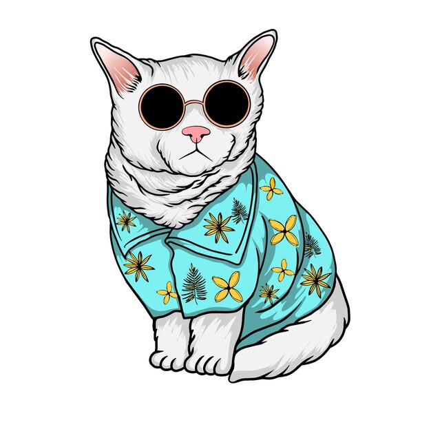 Vector cool kat zitten t-shirt ontwerp