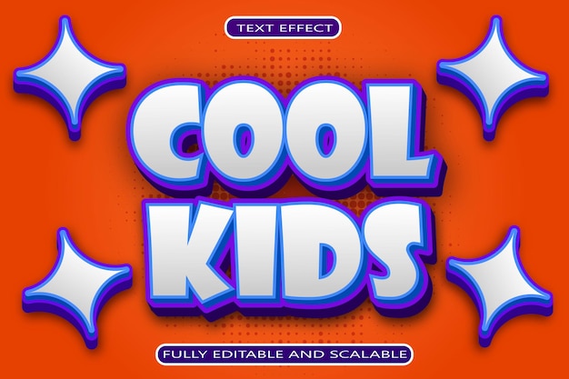 Cool kids effetto testo modificabile 3 dimensioni in rilievo stile moderno