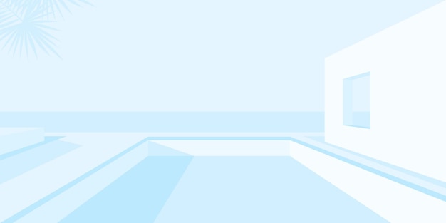 cool light blue minimalistic abstract terrace sea or ocean vector landscape illustration background