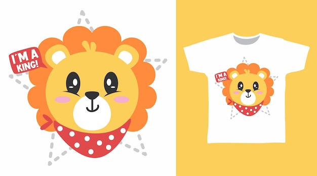 Cool little lion cartoon tee designs concept