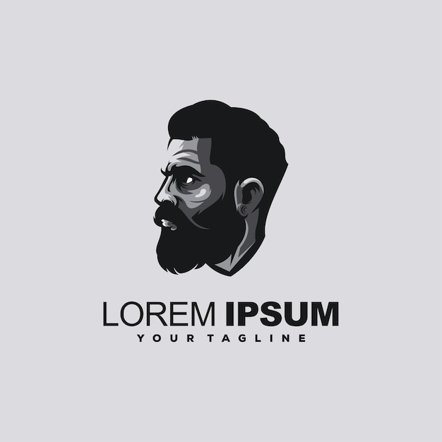 Cool man beard logo design vector