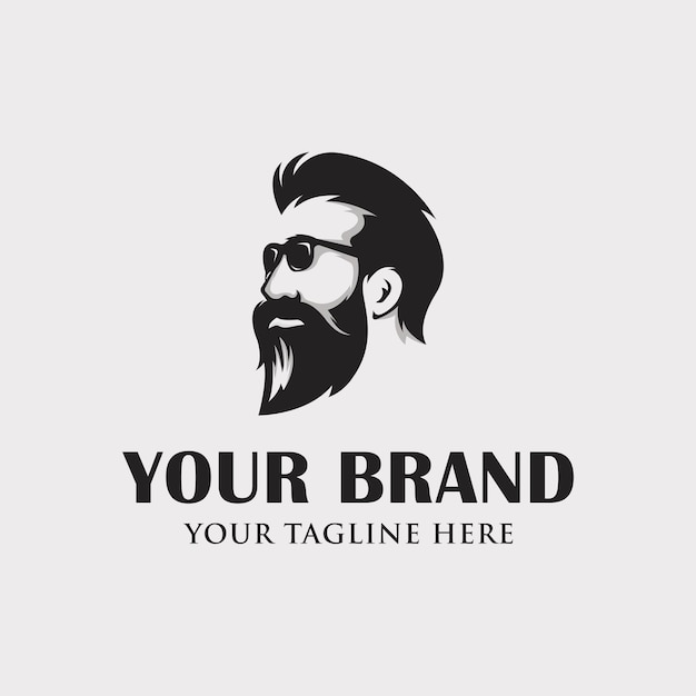 Cool man barba logo design vector