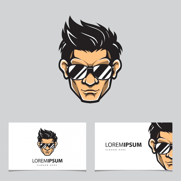 Cool man logo and business card