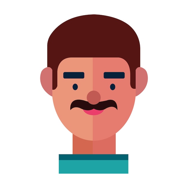 Icona della foto del profilo cool man, icona del profilo testa maschile. illustrazione vettoriale di design piatto viso.