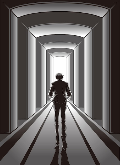 cool man walk view back illustration vector