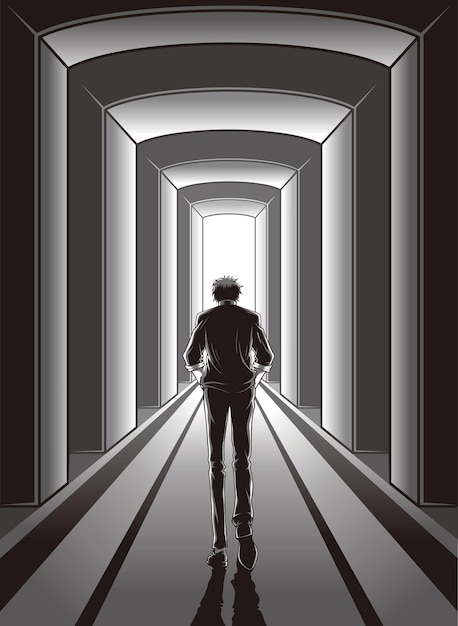 Vector cool man walk view back illustration vector