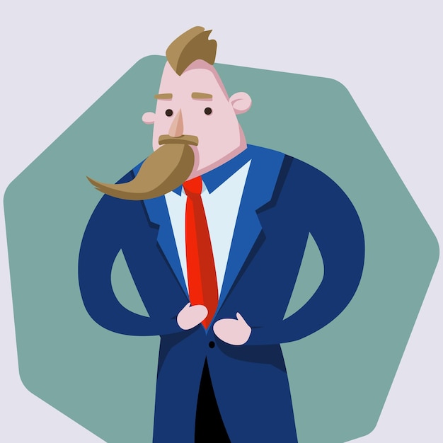 Vector cool man wearing suit illustration in flat design