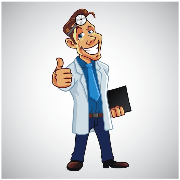 Cool Medical Doctor Cartoon Logo  Illustration Character Design Vector