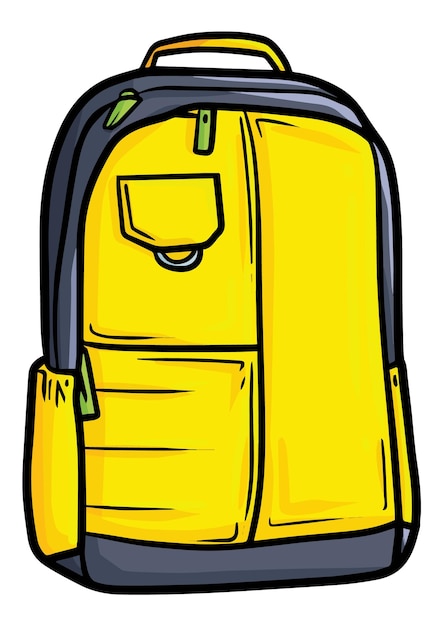 Cool modern yellow black backpack cartoon illustration