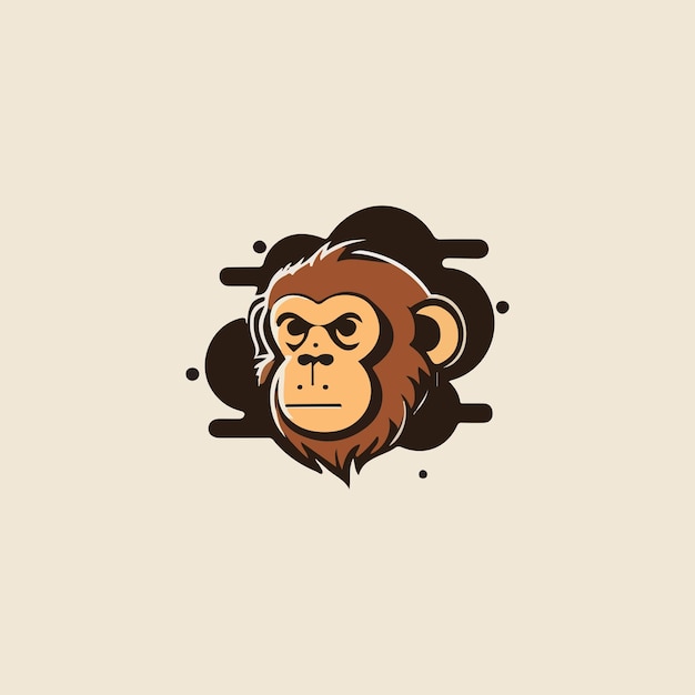 крутой значок обезьяны с коричневым узором позади