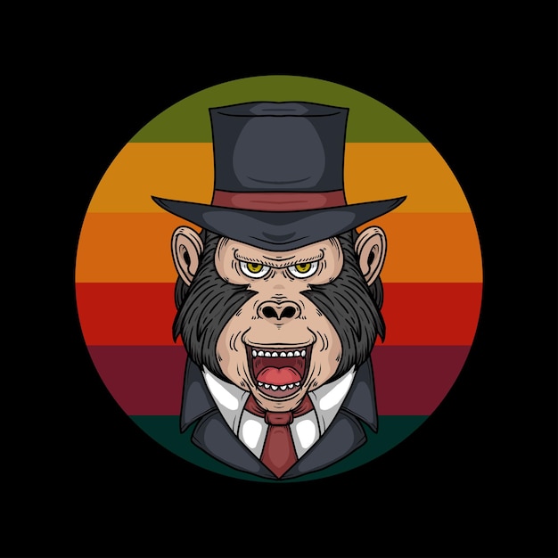 Cool Monkey Mafia Vector Illustration