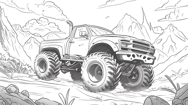 Cool monster truck cartoon stijl