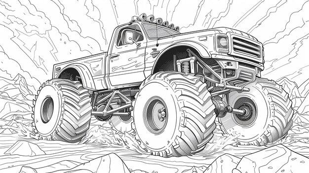 Vector cool monster truck cartoon style