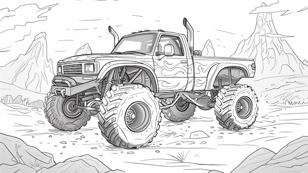 Cool monster truck cartoon style