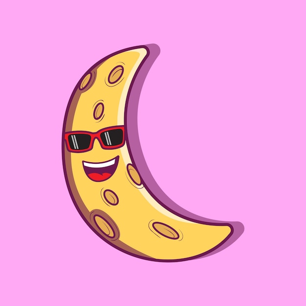 cool moon with sunglasses cartoon design