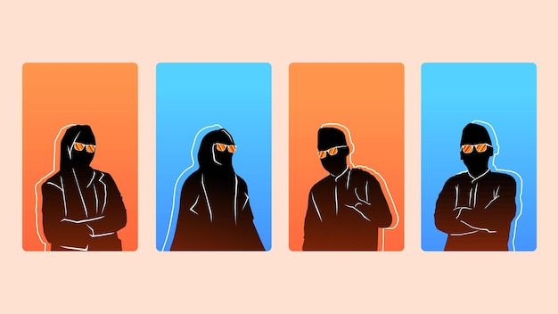 Cool muslim and muslimah silhouettes